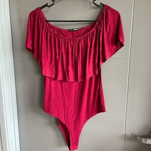 Fashion Nova Burgundy Off-Shoulder Top